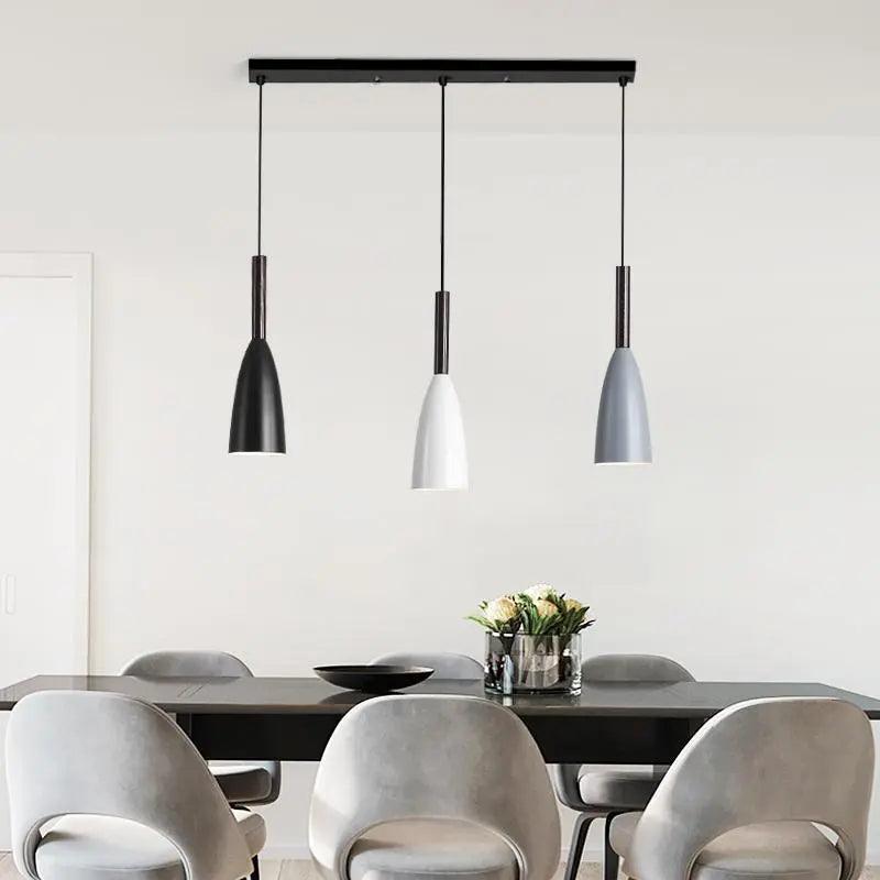 Nordic 3-light kitchen island pendant with tapered metal shades