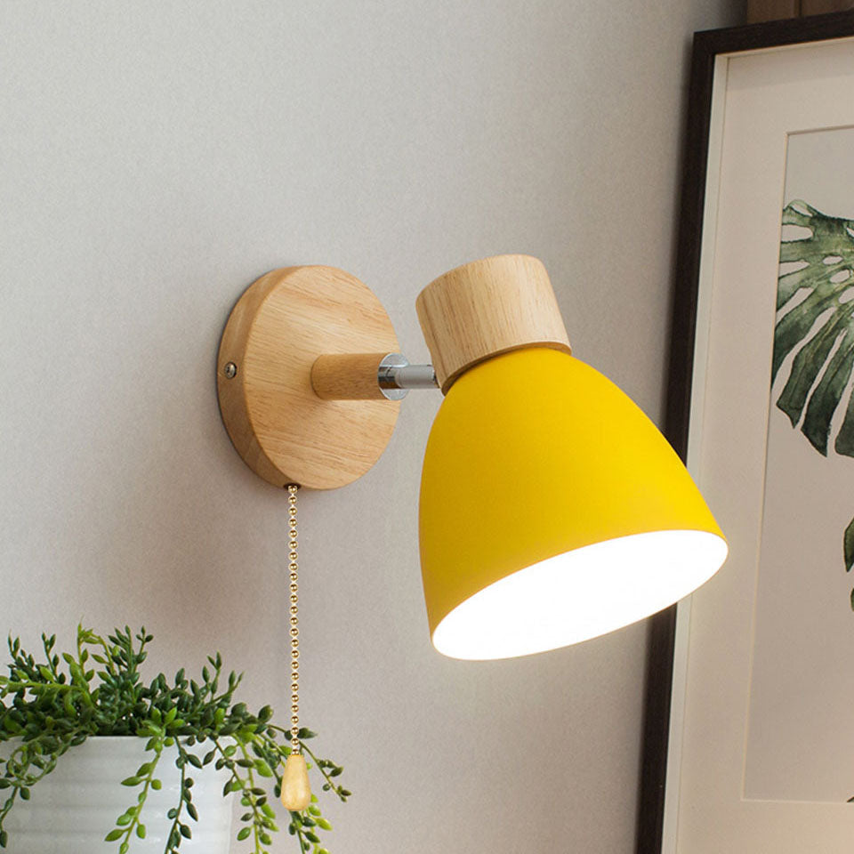 Wooden Cone Wall Light with Metal Shade – view 3 | BROKLEN