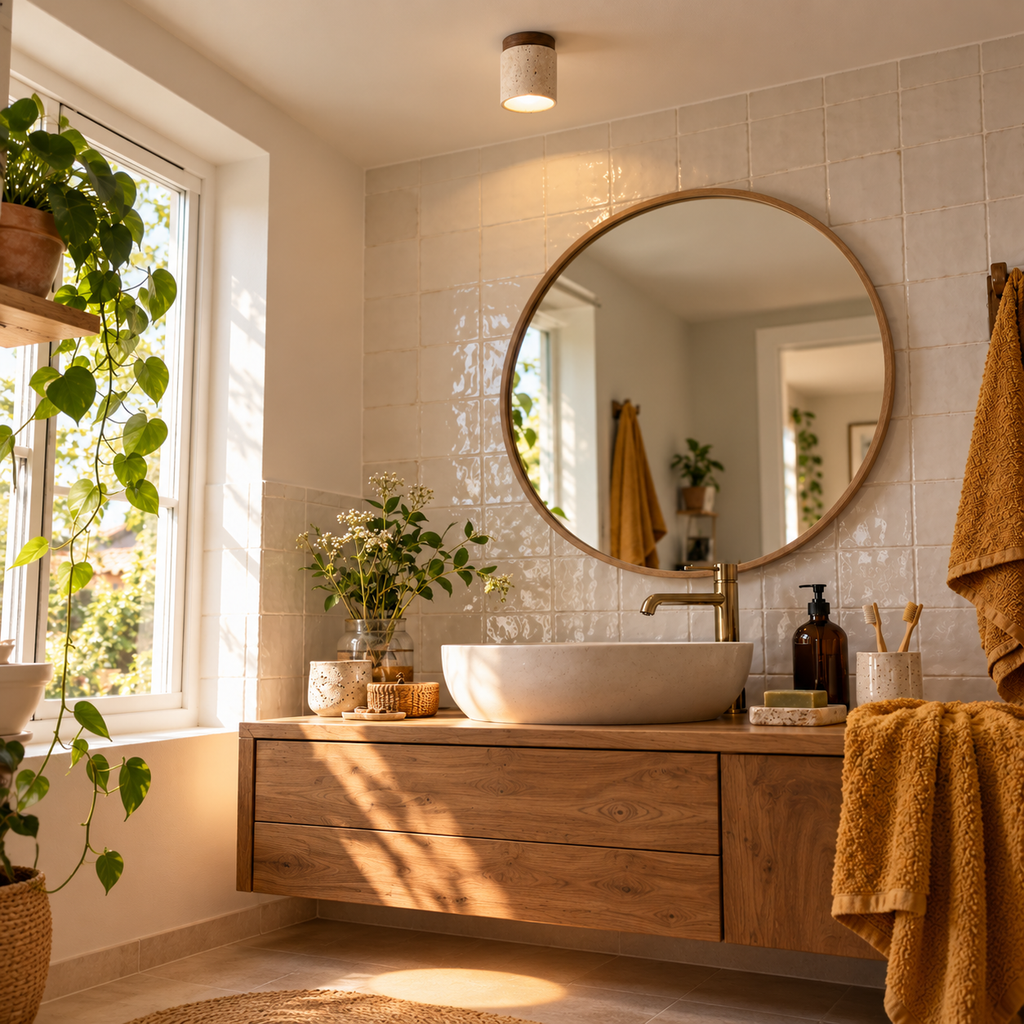 Travertine and Wood Ceiling Spotlight, Ø 12 cm – view 14 | BROKLEN