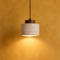 Cylindrical Travertine Pendant Light with Walnut Ceiling Rose
