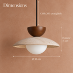 Travertine and Wood Disc Pendant Light, Ø 21 cm – view 7 | BROKLEN