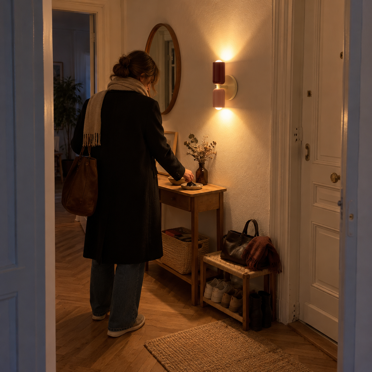 Double Cylinder Wall Light, Burgundy and Pink, Up and Down Light – view 4 | BROKLEN