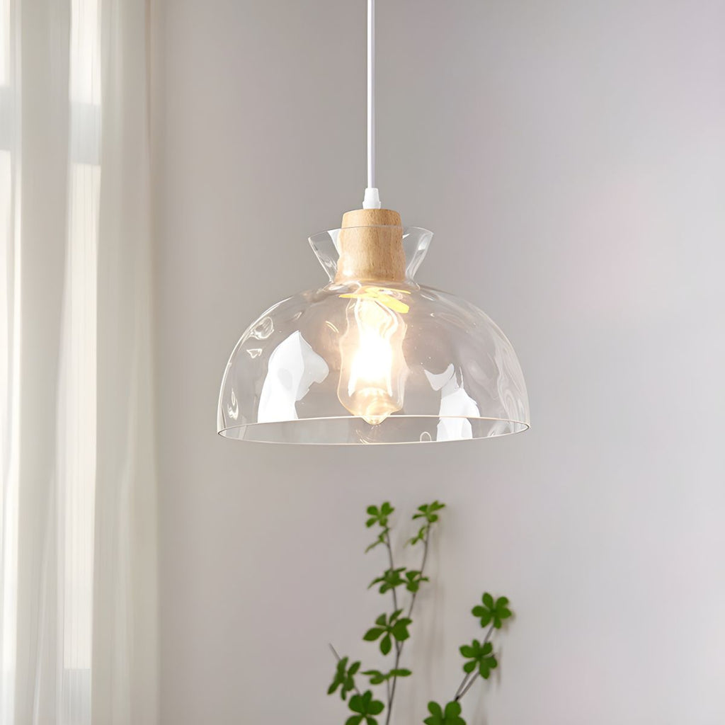 Glass Pendant Light with Wood Accent – view 5 | BROKLEN