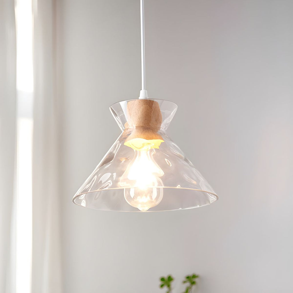 Glass Pendant Light with Wood Accent – view 6 | BROKLEN