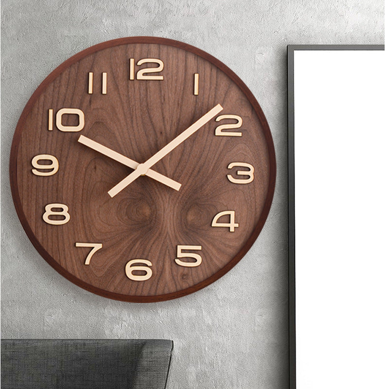 Walnut Wood Minimalist Silent Wall Clock – view 2 | BROKLEN