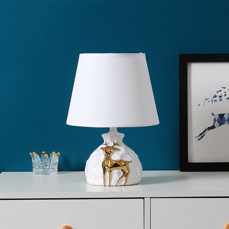 Ceramic Deer Table Lamp with Classic Fabric Shade – view 7 | BROKLEN
