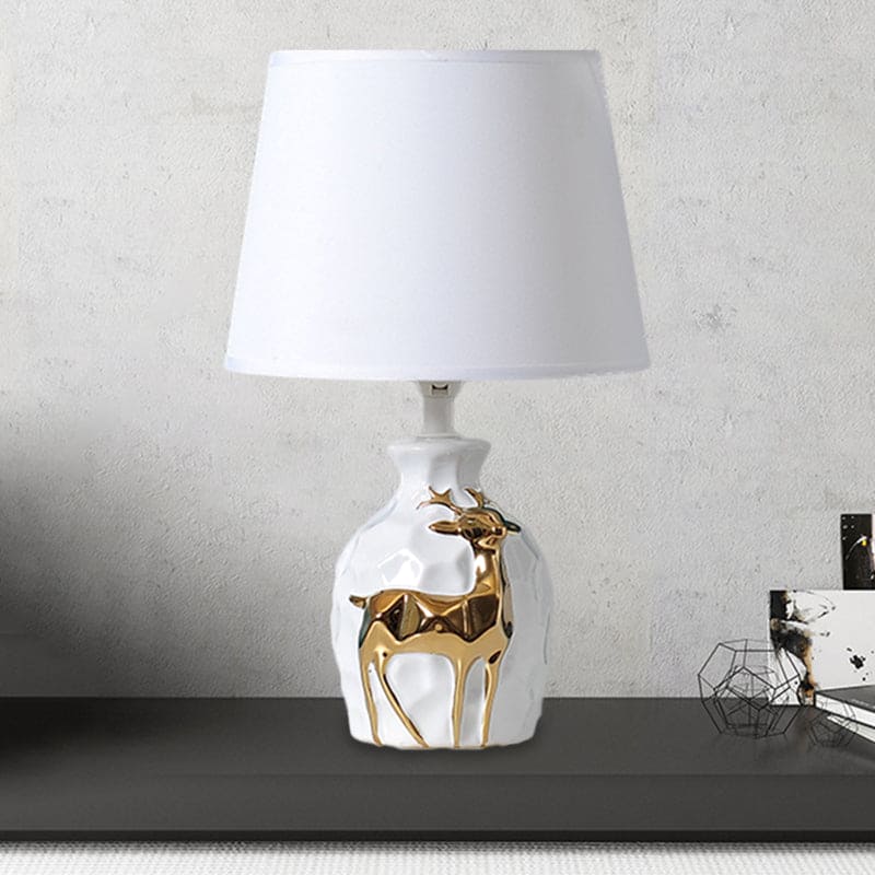 Ceramic Deer Table Lamp with Classic Fabric Shade – view 2 | BROKLEN