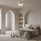 Bauhaus Opal Glass Ceiling Light with Walnut Base – view 3 | BROKLEN