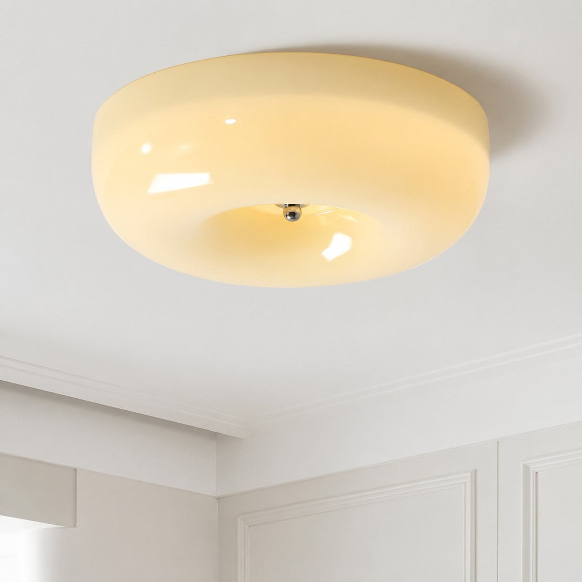 Bauhaus Milk Glass Flush Mount Ceiling Light – view 8 | BROKLEN