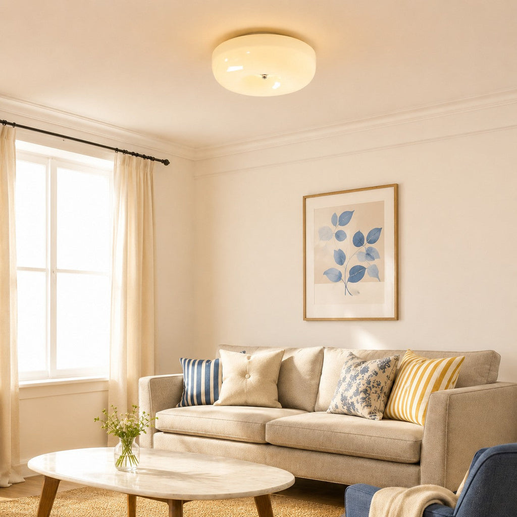 Bauhaus Milk Glass Flush Mount Ceiling Light – view 10 | BROKLEN