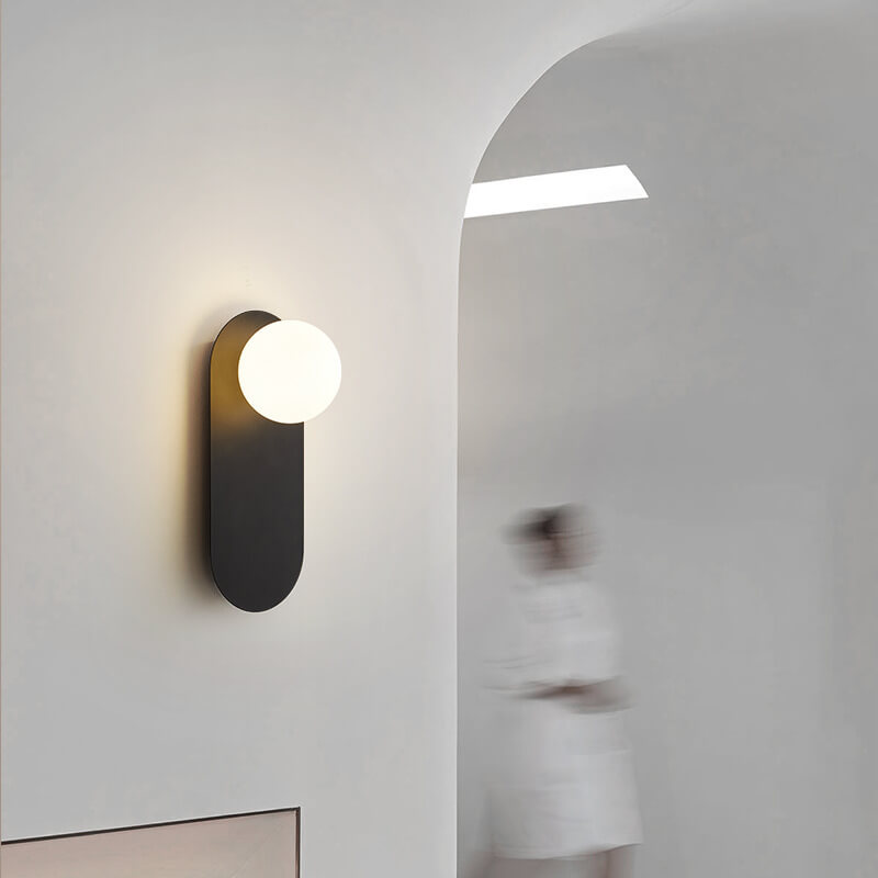Minimalist Nordic Globe Wall Sconce with Oval Backplate – view 2 | BROKLEN