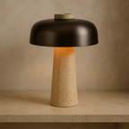 Modern Dome Table Lamp with Cork Base – view 3 | BROKLEN