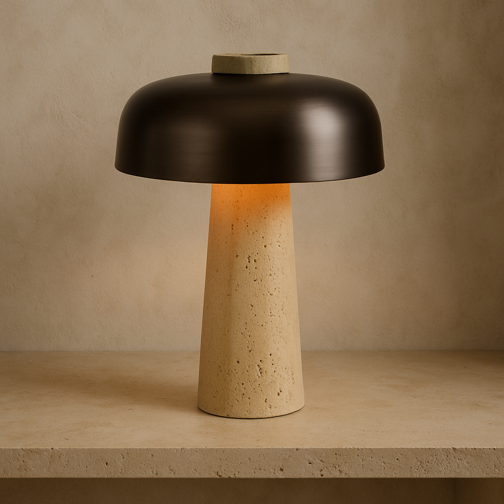 Modern Dome Table Lamp with Cork Base – view 3 | BROKLEN