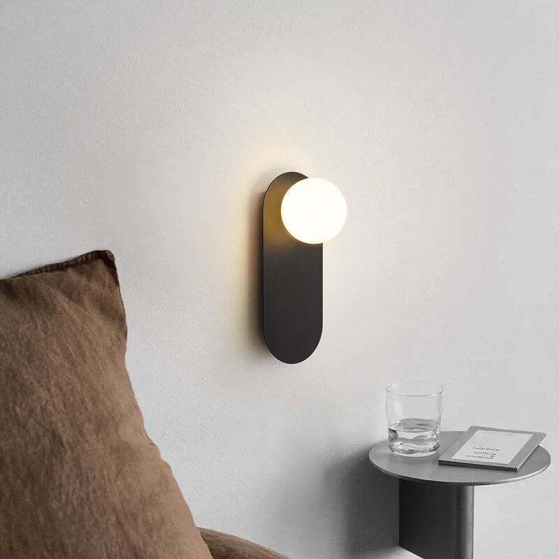 Minimalist Nordic Globe Wall Sconce with Oval Backplate – view 3 | BROKLEN