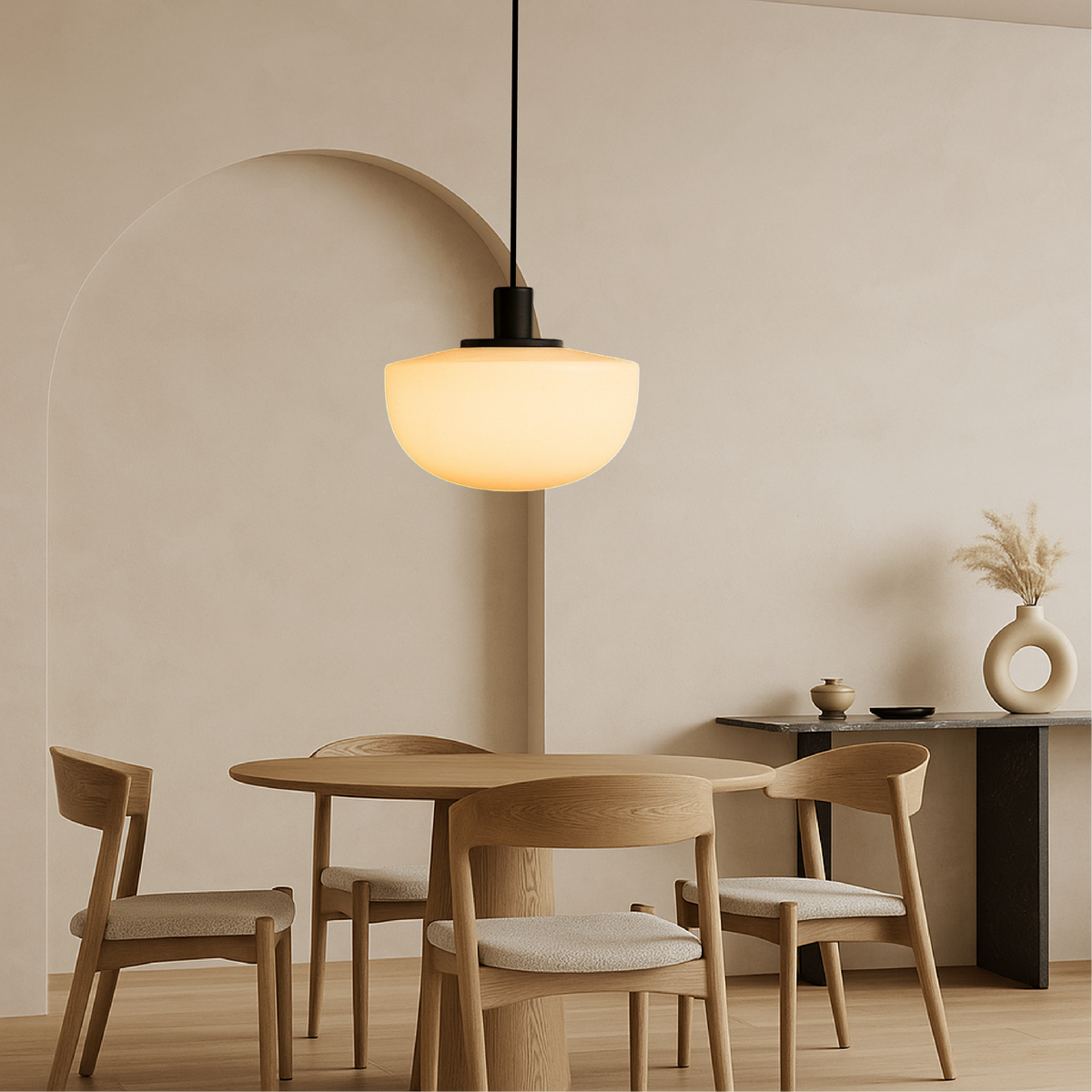 Contemporary Curved Resin Pendant Light – view 2 | BROKLEN
