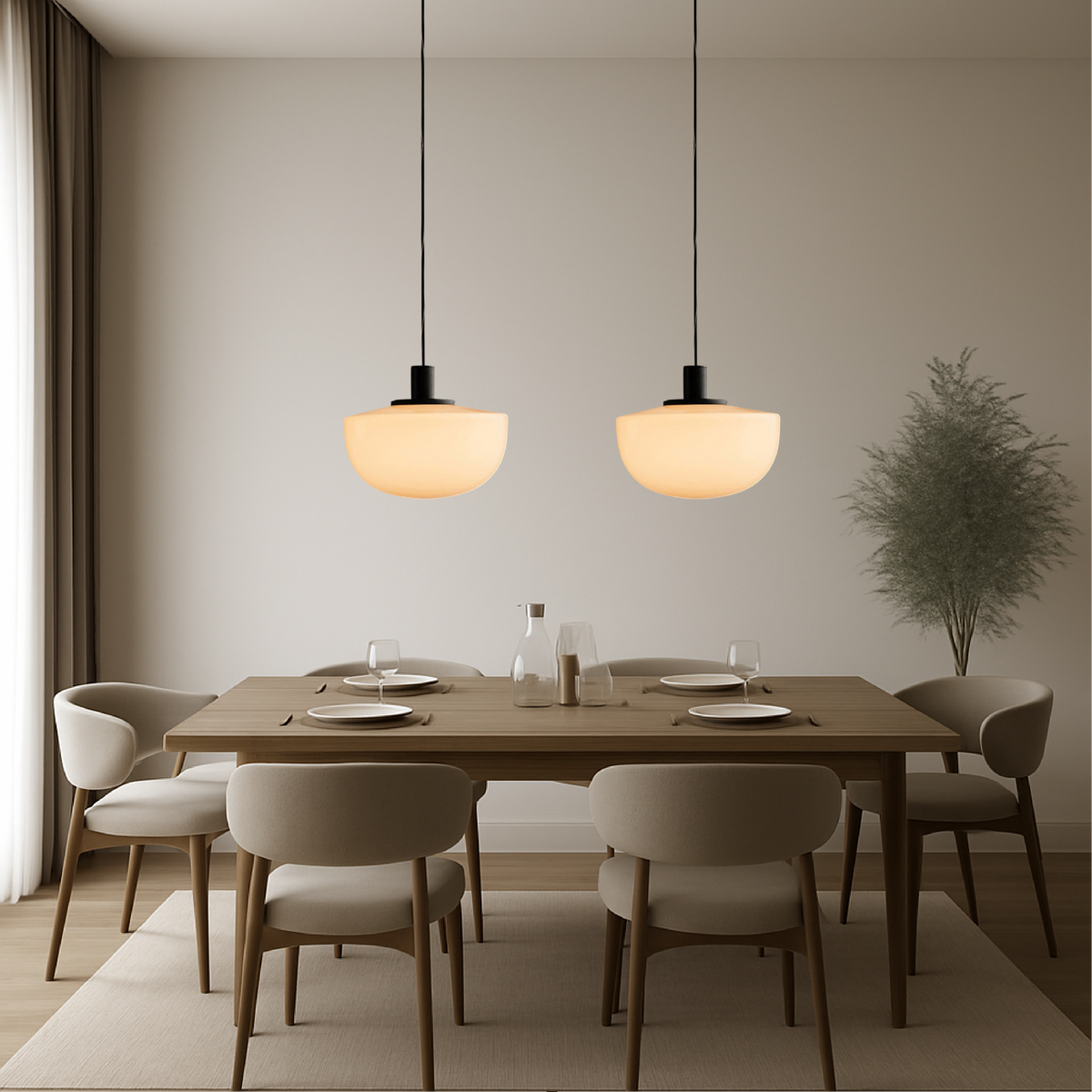 Contemporary Curved Resin Pendant Light – view 4 | BROKLEN