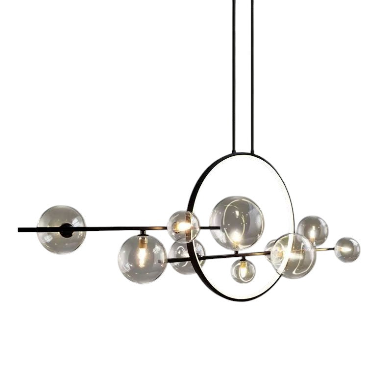 Clear Glass Kitchen Table Chandelier with Iron Frame – view 6 | BROKLEN