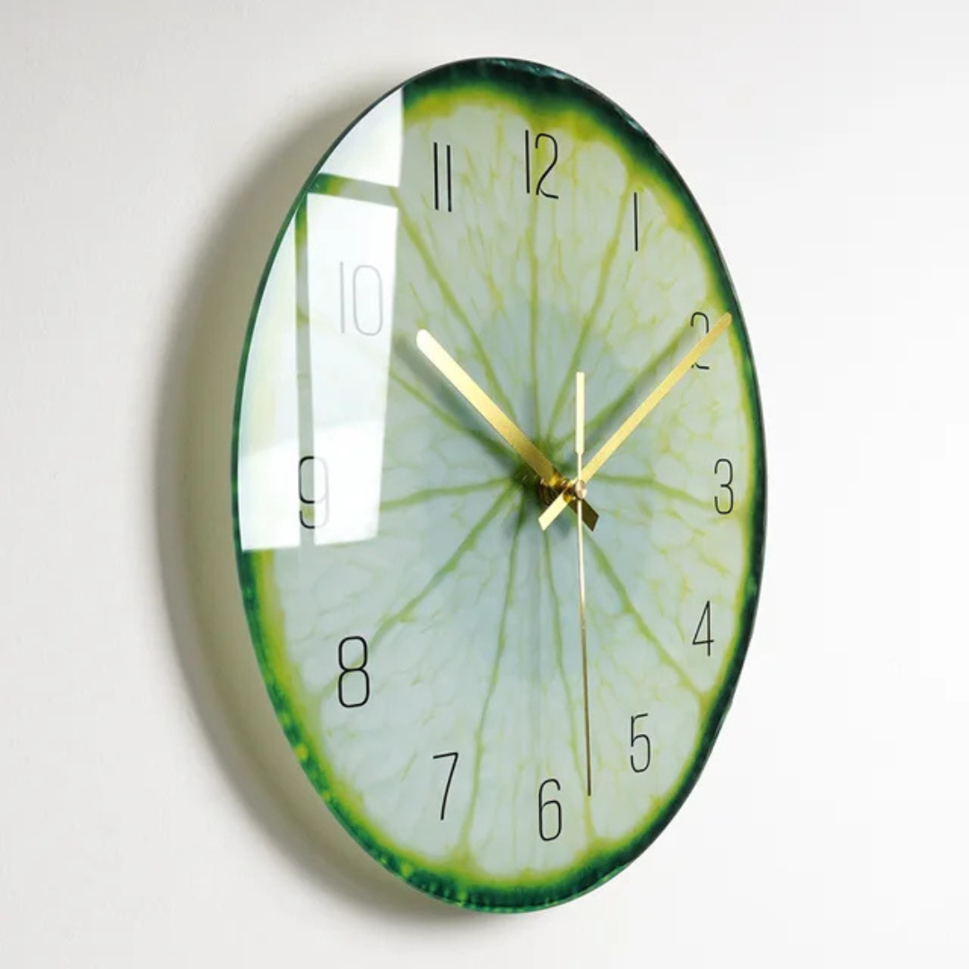 Colorful Glass Wall Clock with Gold Hands & Numbers – view 10 | BROKLEN