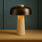 Modern Dome Table Lamp with Cork Base – view 5 | BROKLEN