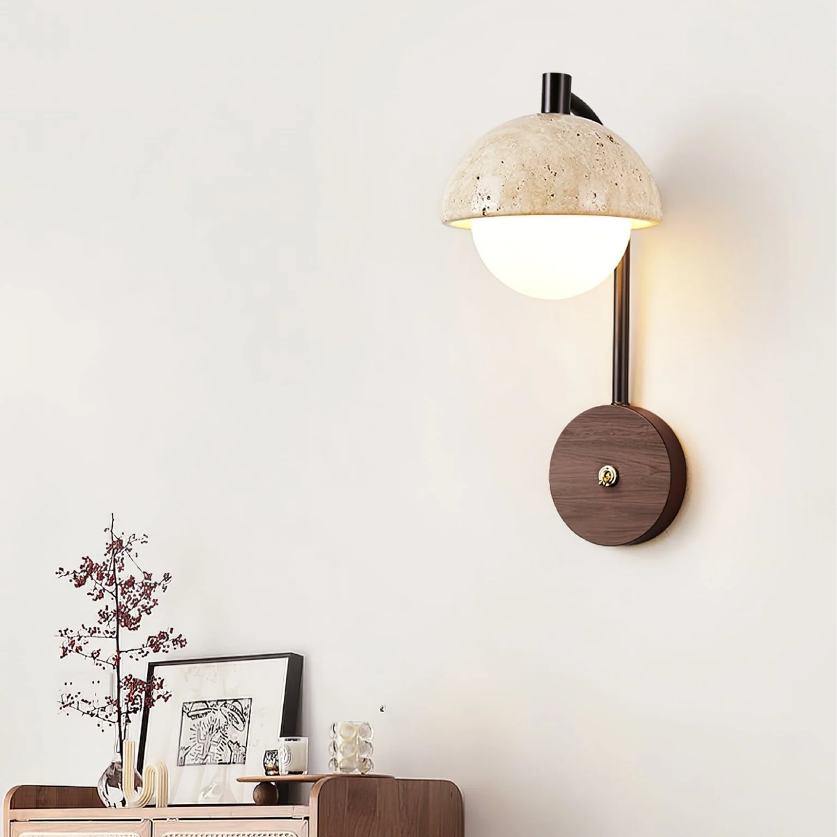Travertine Half-Dome Wall Lamp – view 3 | BROKLEN