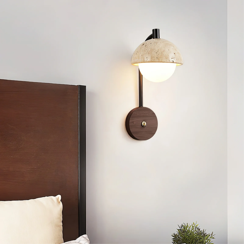 Travertine Half-Dome Wall Lamp – view 2 | BROKLEN
