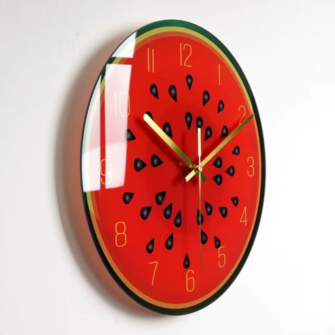 Colorful Glass Wall Clock with Gold Hands & Numbers – view 8 | BROKLEN