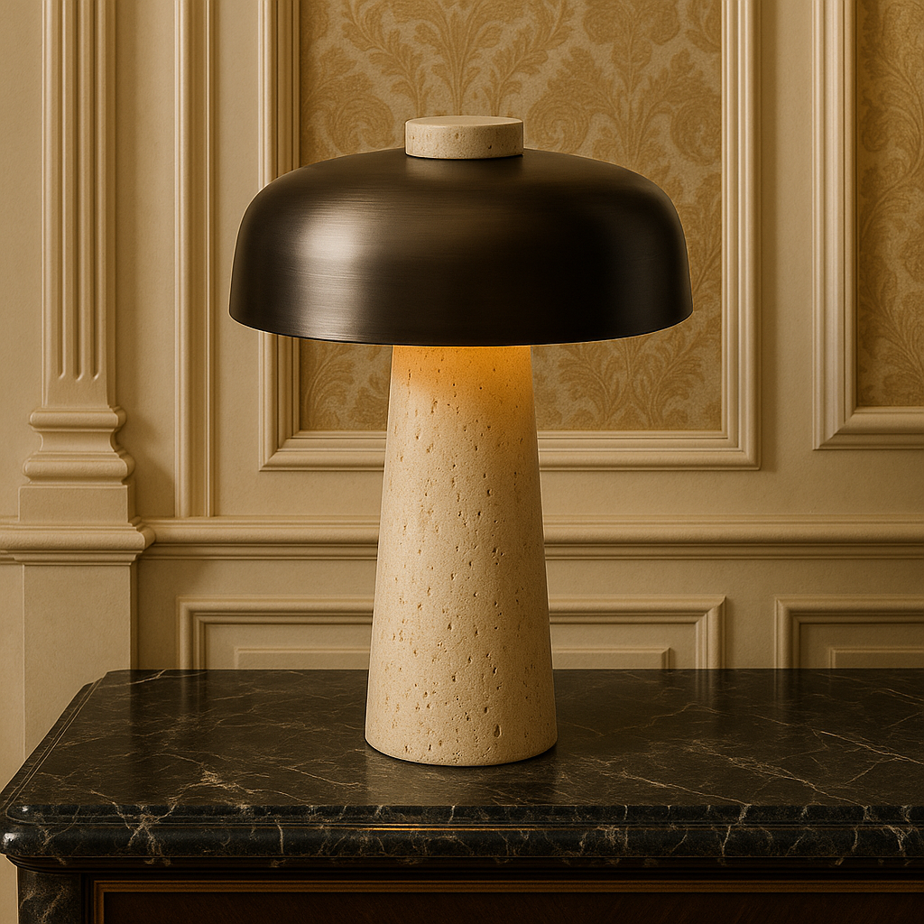 Modern Dome Table Lamp with Cork Base – view 2 | BROKLEN