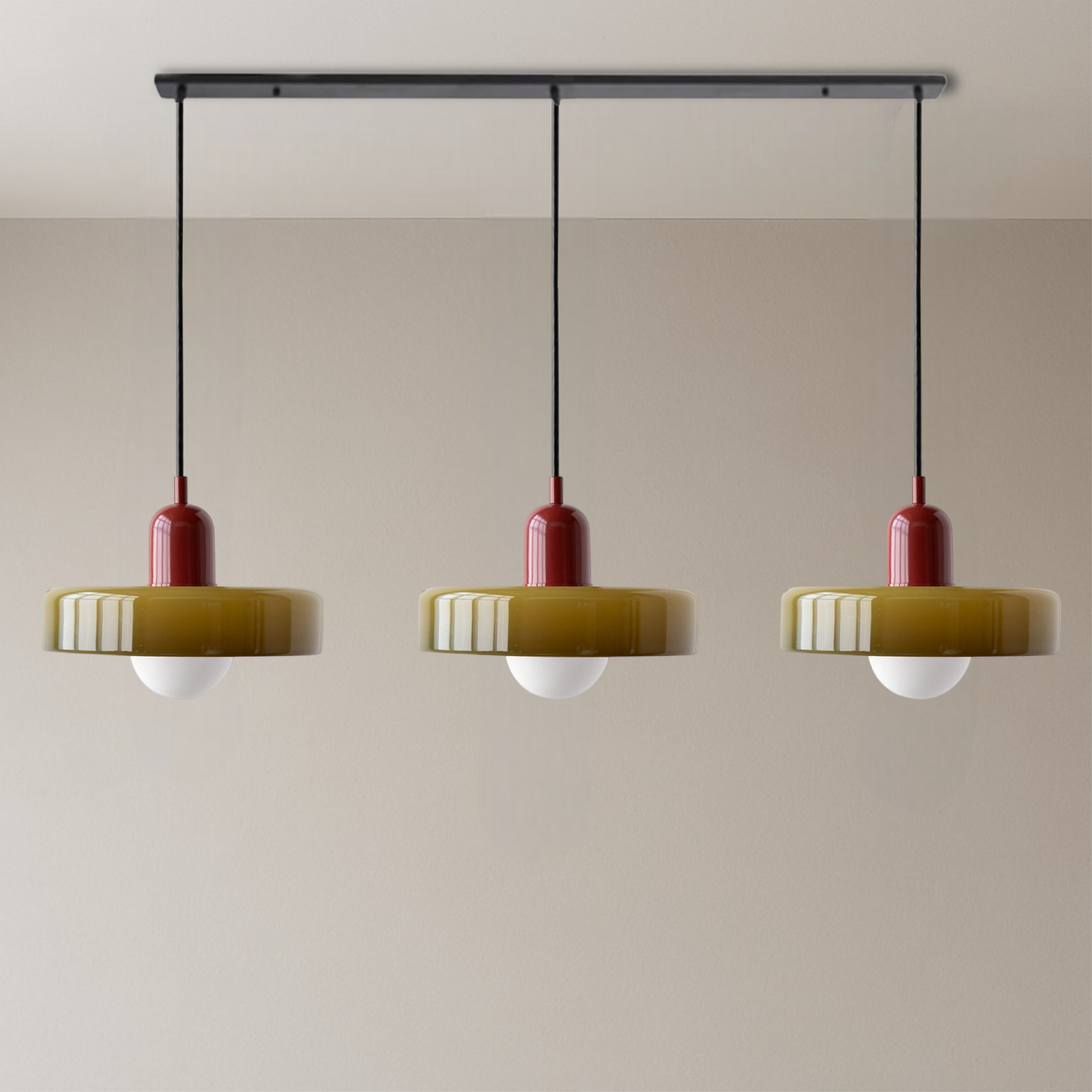 Bauhaus Triple Glass Pendant Light – view 16 | BROKLEN