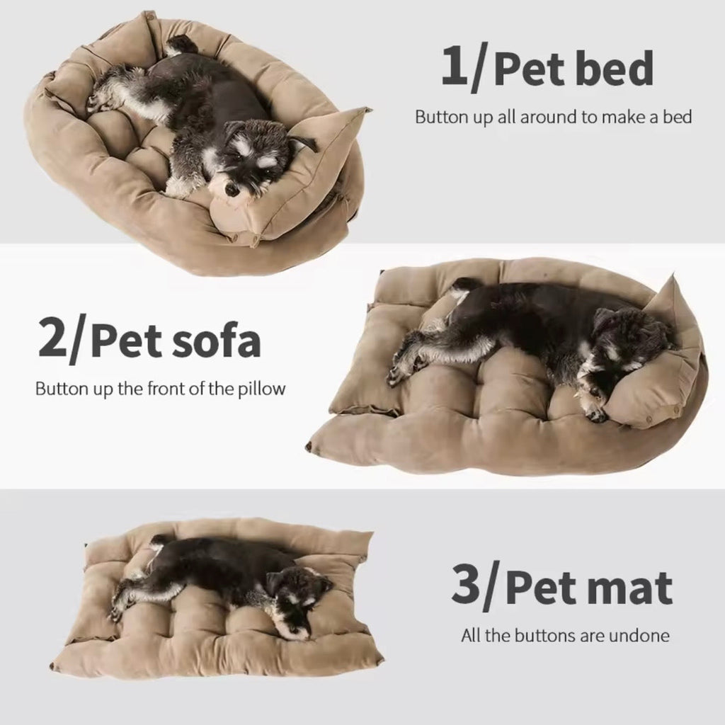 Luxury Pet Bed | 3-in-1 Convertible Dog & Cat Bed with Soft Cotton Feel | Cozy Retreat for Ultimate Comfort | BROKLEN - view 2