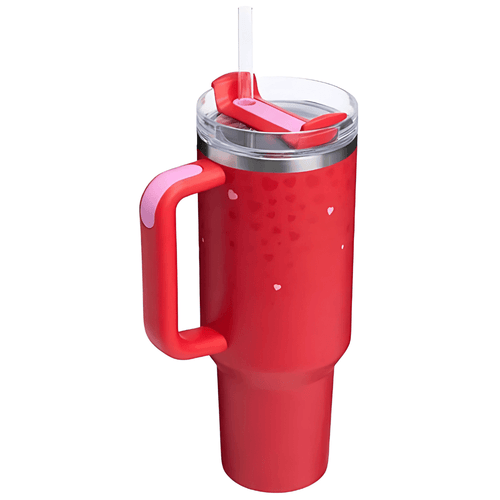 40oz Insulated Tumbler With Handle And Straw Side View - Broklen