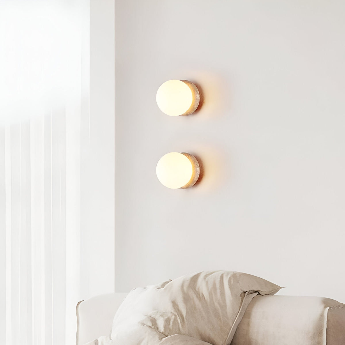 Japandi Travertine Stone-Effect Wall Light – view 4 | BROKLEN