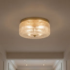 Round Ribbed Glass Flush Mount Ceiling Light – view 3 | BROKLEN