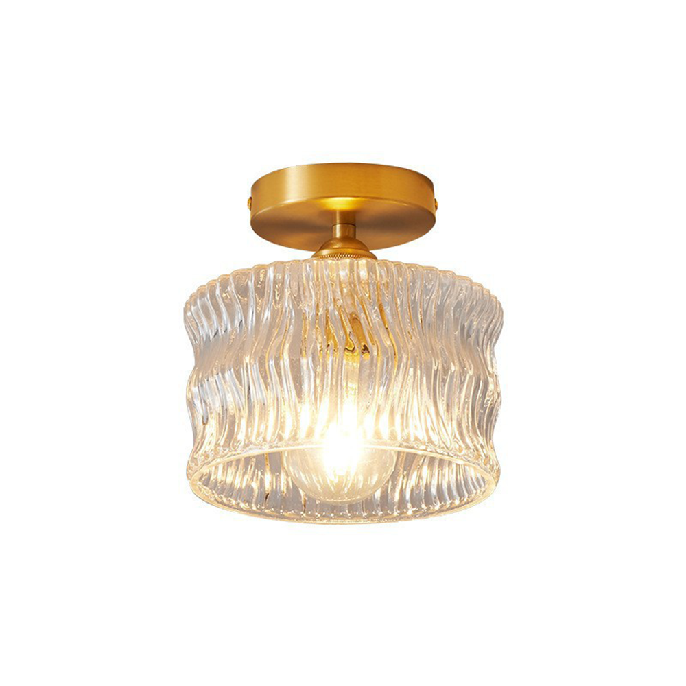 Vintage Clear Glass Ceiling Light with Brass Details – view 13 | BROKLEN