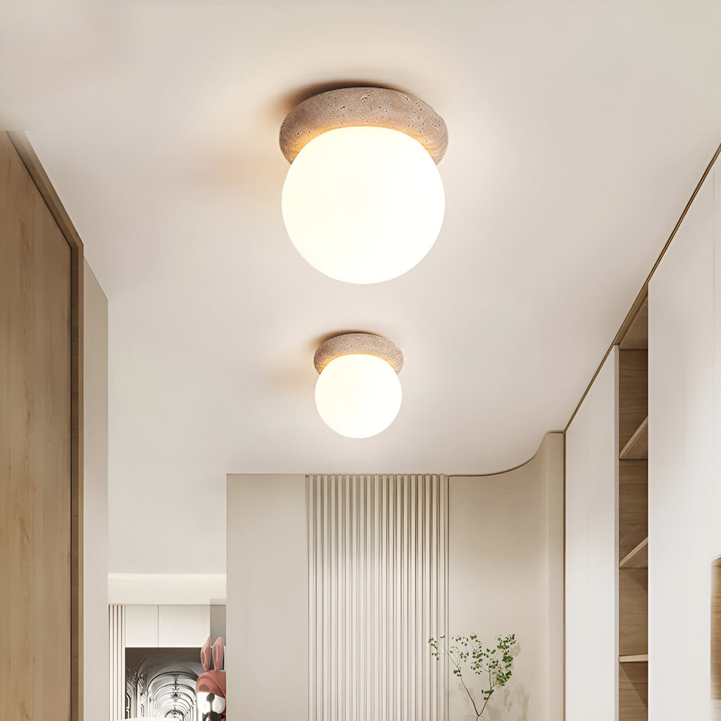 Japandi Travertine Stone-Effect Wall Light – view 3 | BROKLEN