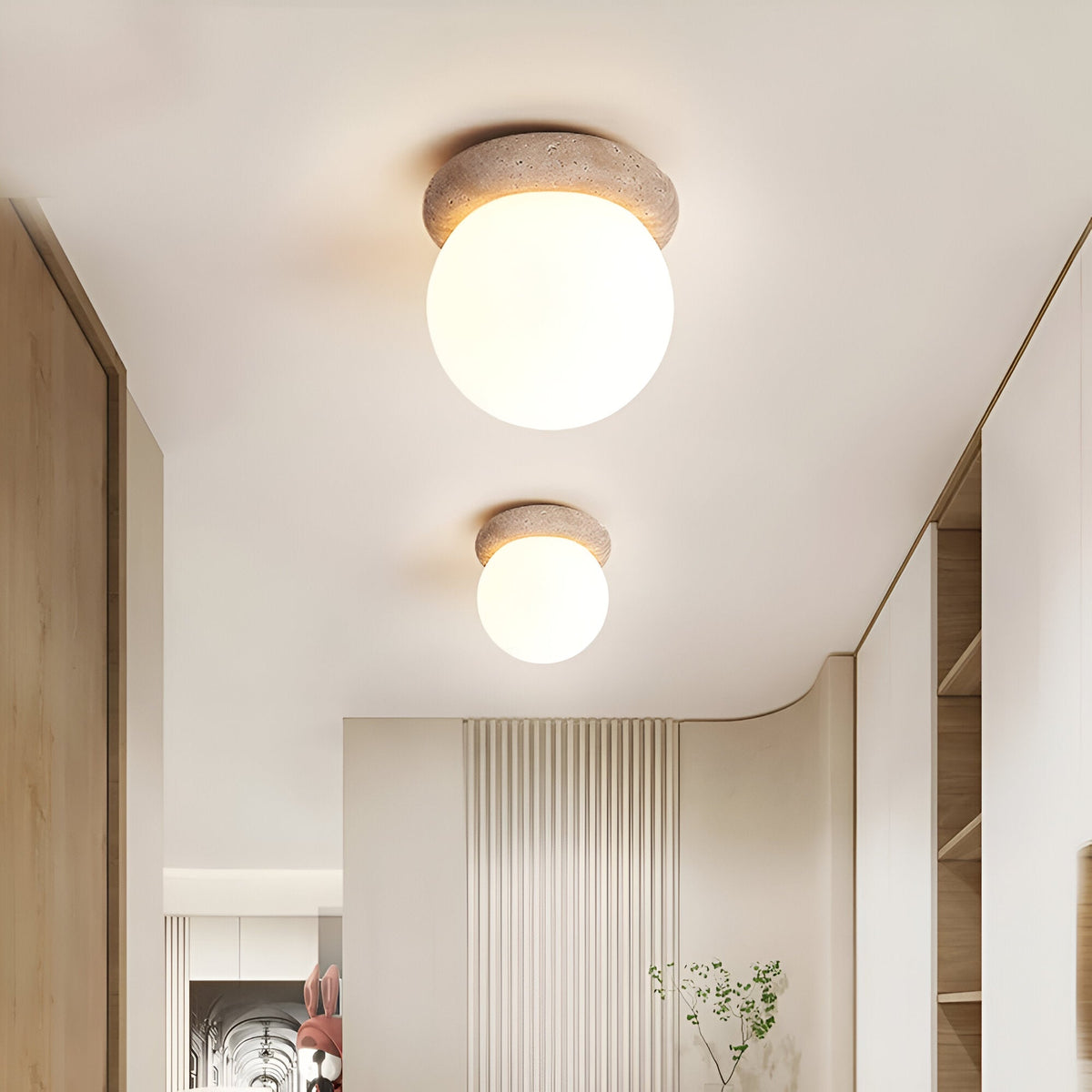 Japandi Travertine Stone-Effect Wall Light – view 3 | BROKLEN