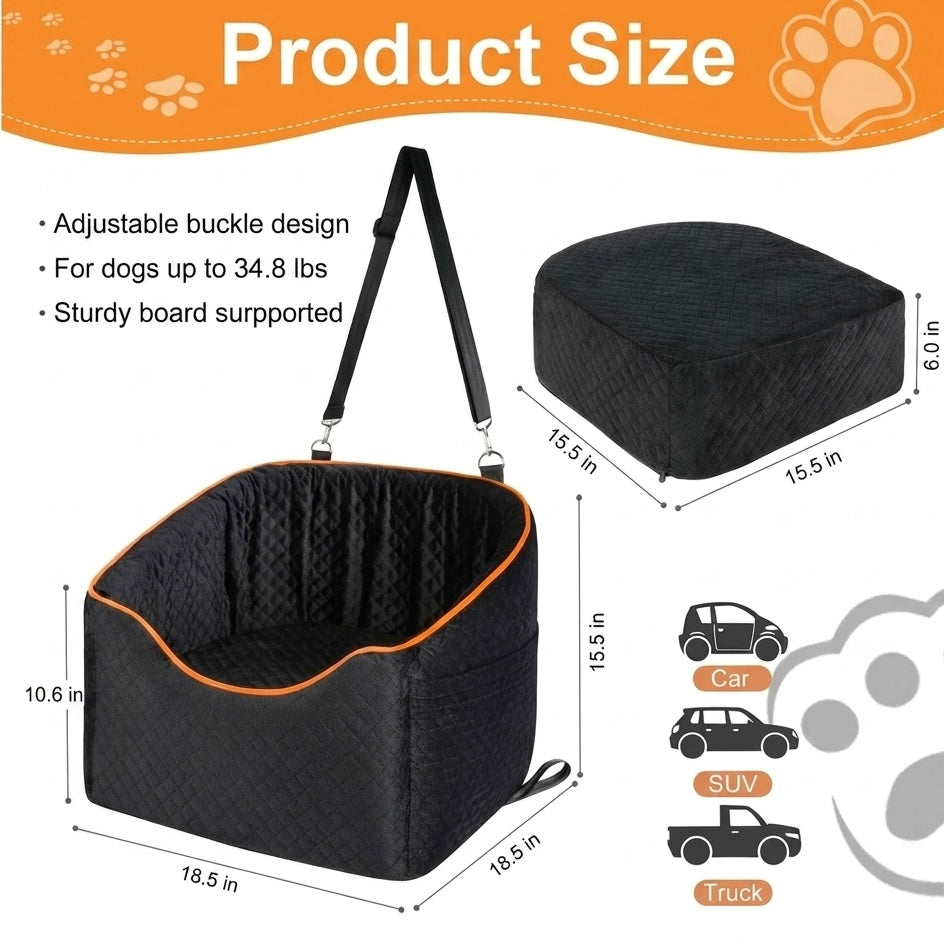 Elevated Dog Booster Car Seat – Safety Belt Attachment & Quilted Interior | BROKLEN - view 7
