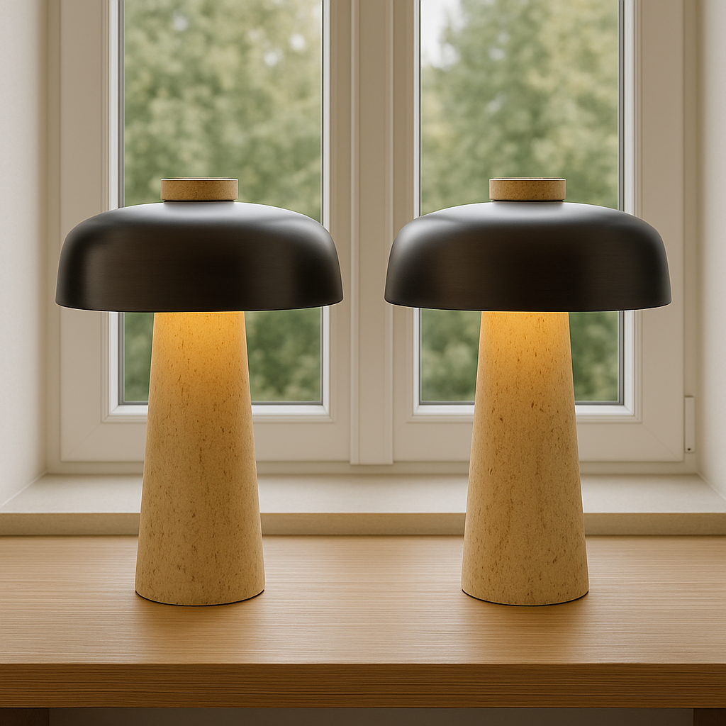 Modern Dome Table Lamp with Cork Base – view 4 | BROKLEN