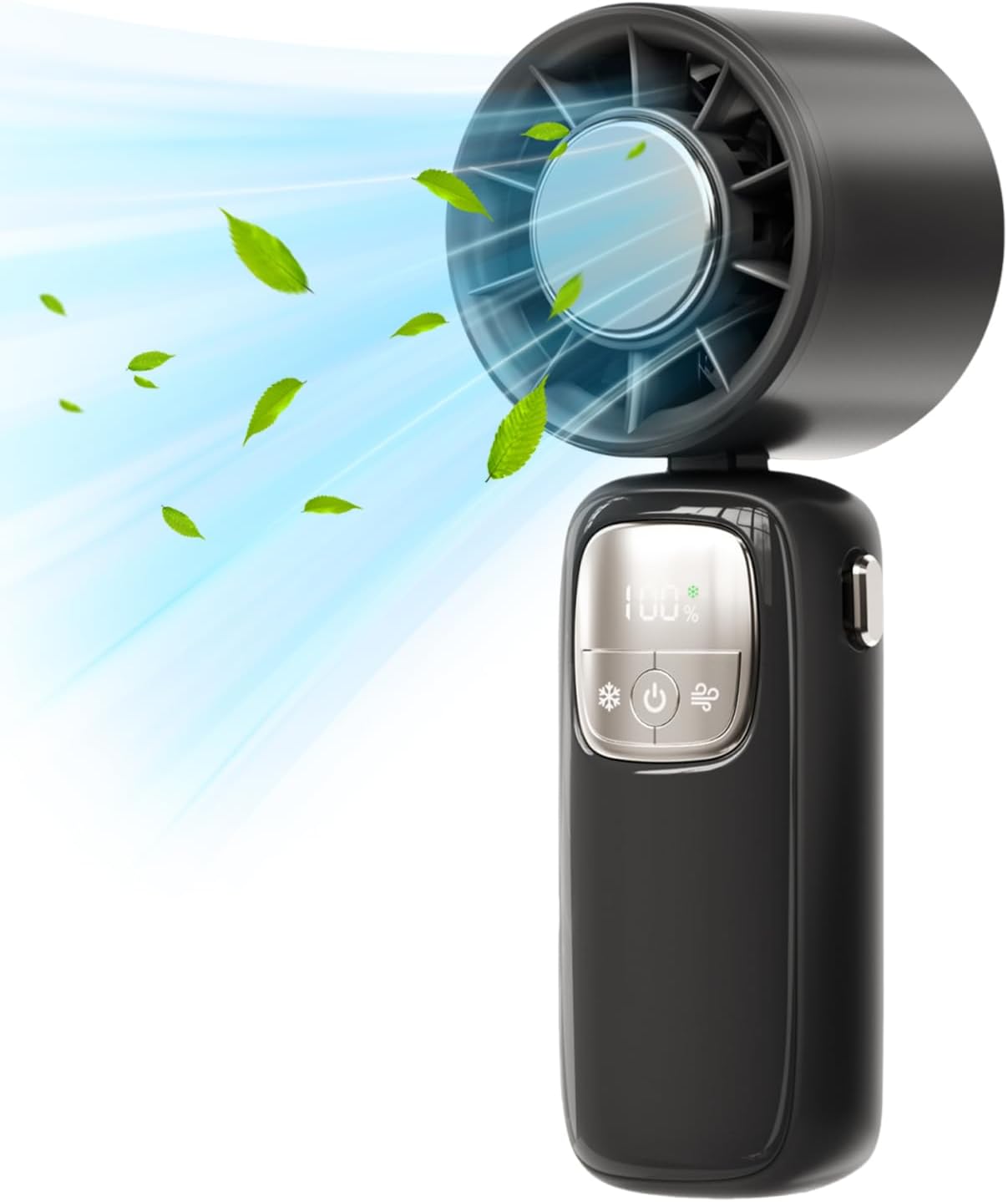 Portable Foldable Handheld Fan with LED Display – 100 Speeds