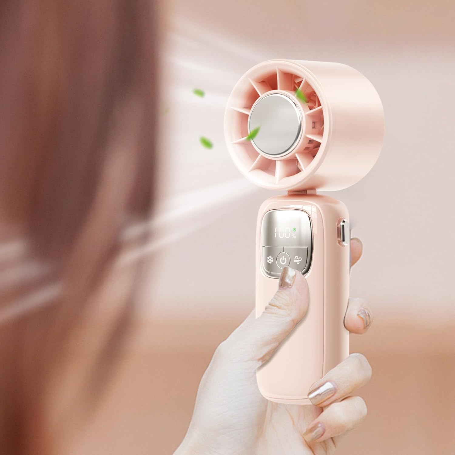 Portable Foldable Handheld Fan with LED Display – 100 Speeds
