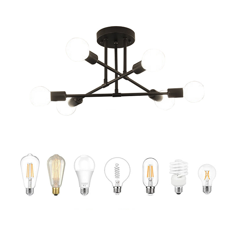 Modern Sputnik Semi-Flush Mount Chandelier – view 7 | BROKLEN