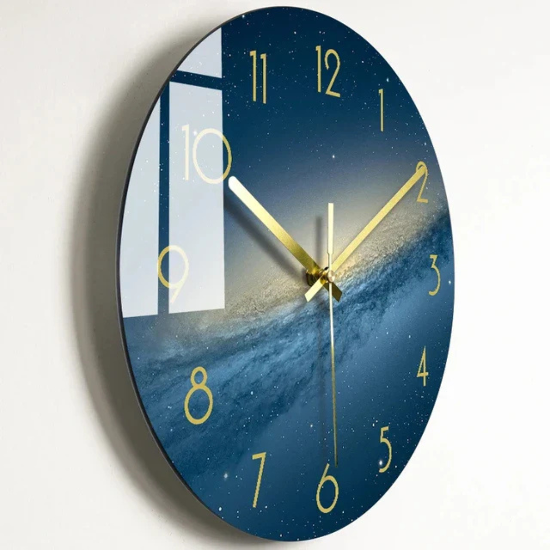 Colorful Glass Wall Clock with Gold Hands & Numbers – view 4 | BROKLEN