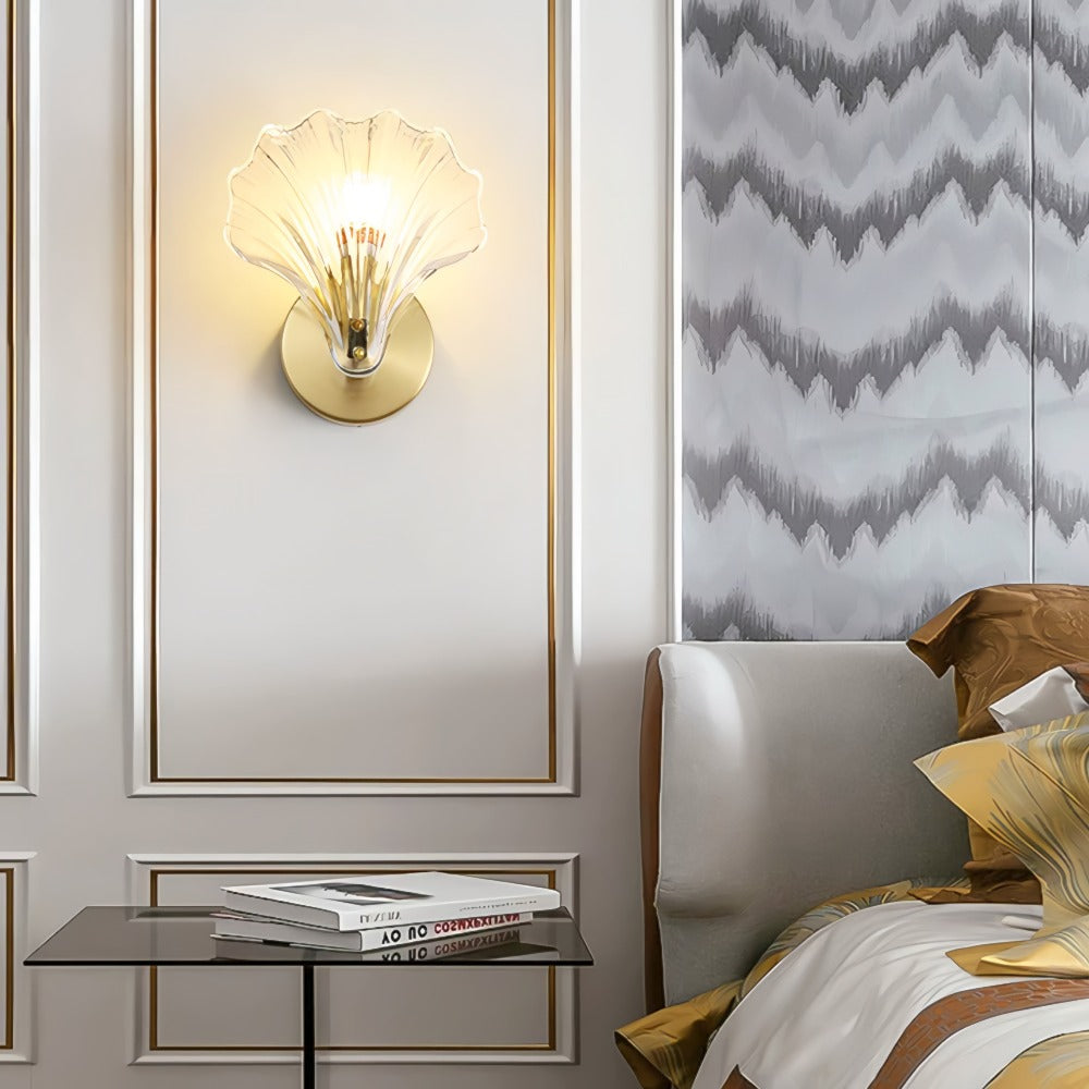 Brass & Glass Shell Wall Light – view 5 | BROKLEN