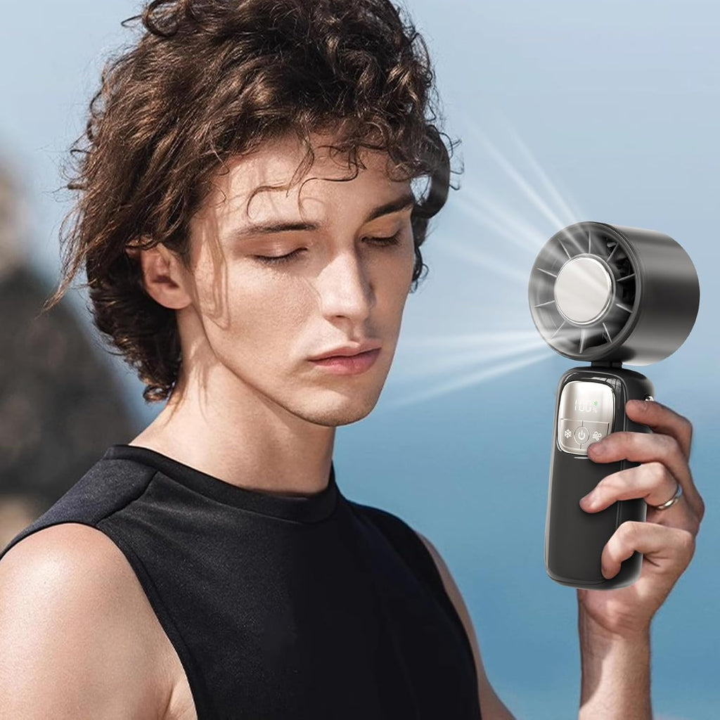 Portable Foldable Handheld Fan with LED Display – 100 Speeds