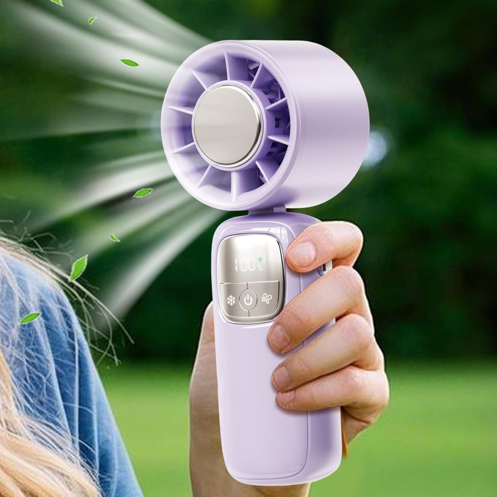 Portable Foldable Handheld Fan with LED Display – 100 Speeds