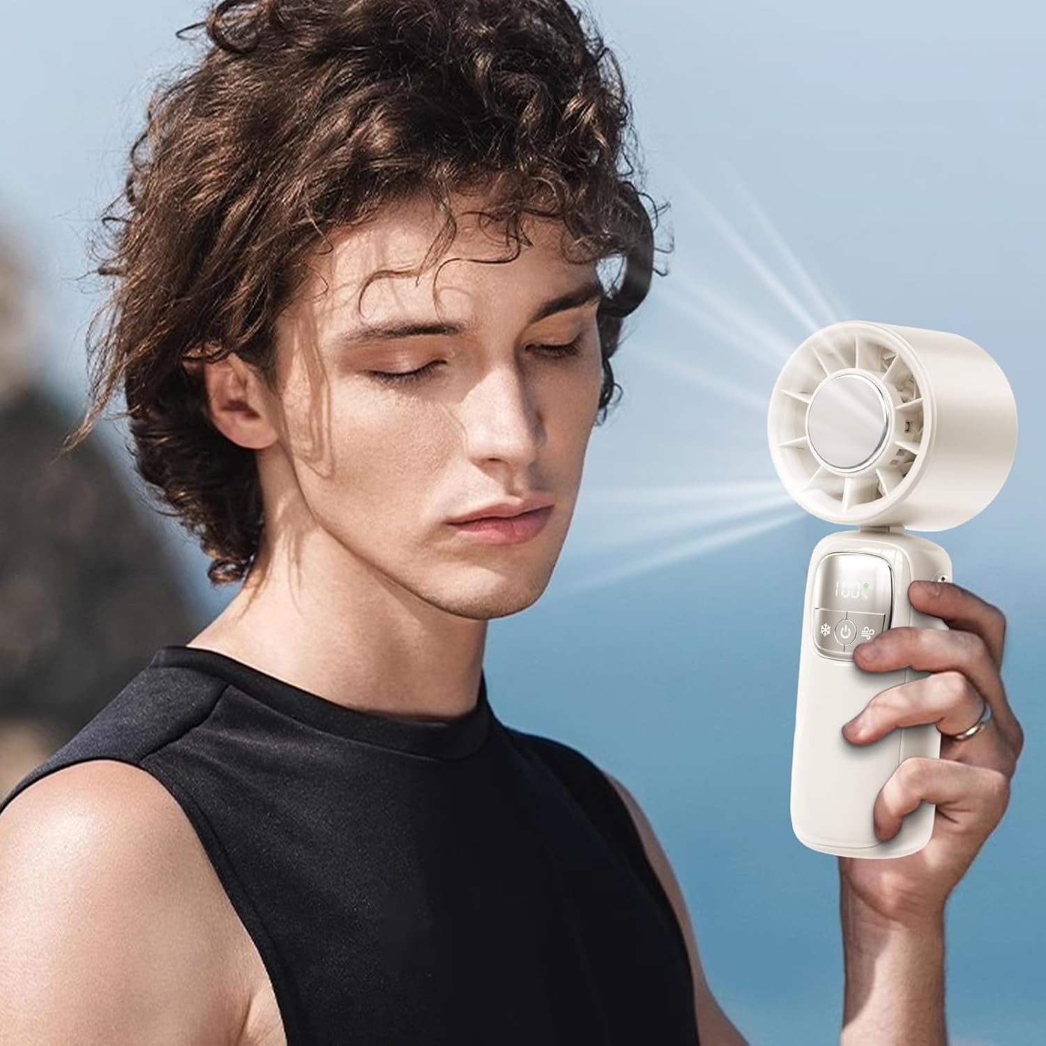 Portable Foldable Handheld Fan with LED Display – 100 Speeds