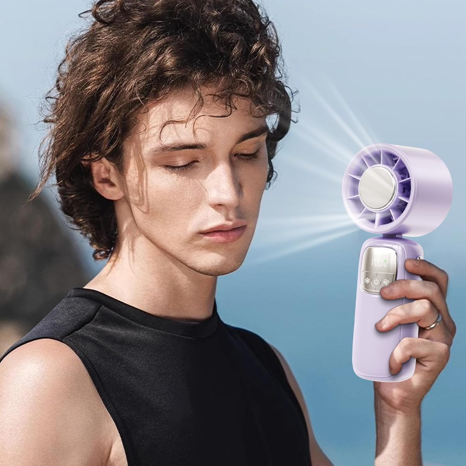 Portable Foldable Handheld Fan with LED Display – 100 Speeds