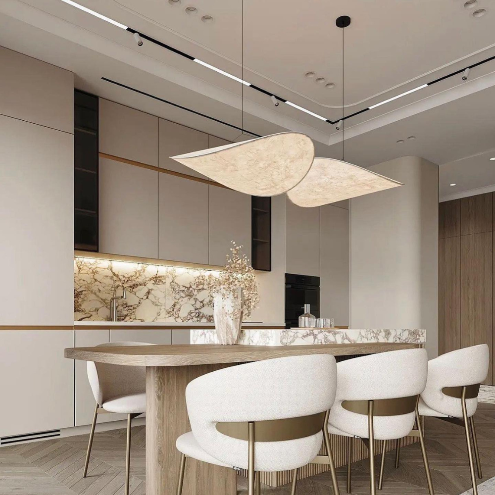 Japandi Silk Fabric Pendant Light – Organic White – view 3 | BROKLEN