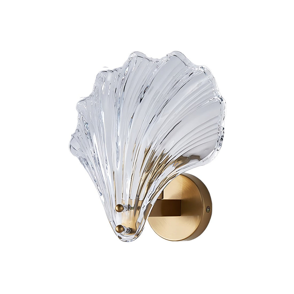 Brass & Glass Shell Wall Light – view 2 | BROKLEN