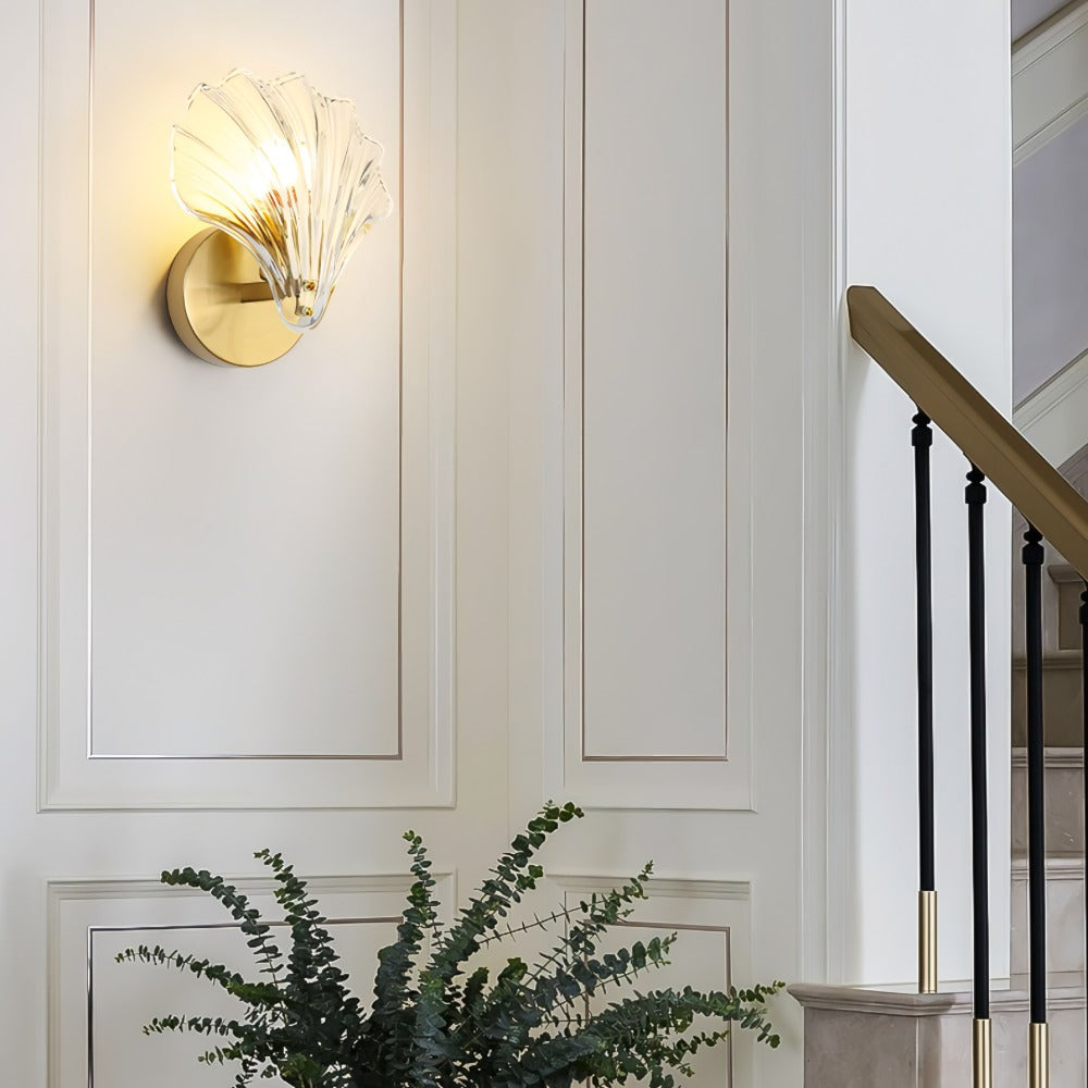 Brass & Glass Shell Wall Light – view 6 | BROKLEN