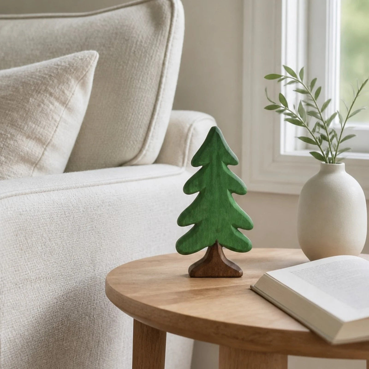 Handmade Wooden Evergreen Tree Tabletop Decor – view 2 | BROKLEN